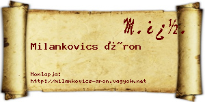 Milankovics Áron névjegykártya