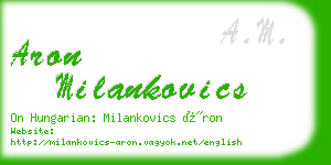 aron milankovics business card